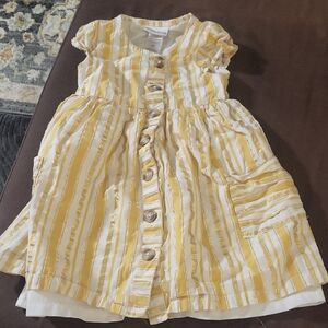 Daisy Fuentes Yellow and White Striped Button-Front Dress